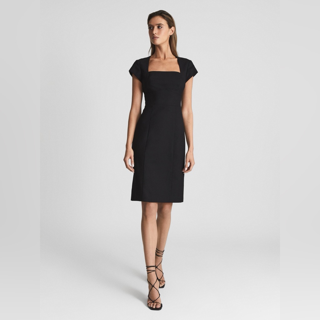 Reiss Haisley Wool Blend Tailored Black Dress Size 10